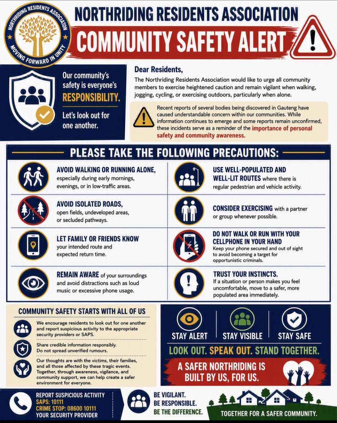 Northriding Residents Association Community Safety Alert
